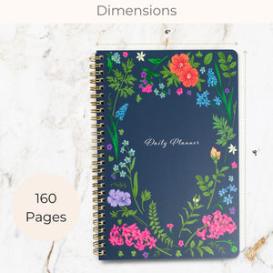 Load image into Gallery viewer, BLU MONACO Beautiful Daily Planner and Notebook with Hourly Schedule - 160 Pages , 80 Days - Navy Floral Aesthetic Spiral To-Do List Notepad for Easy Task and Appointment Management - Stylish Book for School, Office, or Home Organization
