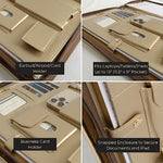 Load image into Gallery viewer, BLU MONACO Brown Vegan Leather Portfolio Binder for Women - Professional Padfolio Work Organizer with Gold Trim, Zippered Business Case for Documents
