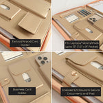 Load image into Gallery viewer, BLU MONACO Pink Vegan Leather Portfolio Binder for Women - Professional Padfolio Work Organizer with Gold Trim, Zippered Business Case for Documents
