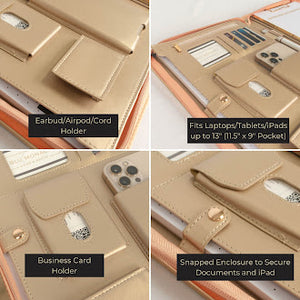 Load image into Gallery viewer, BLU MONACO Pink Vegan Leather Portfolio Binder for Women - Professional Padfolio with Magnetic Closure &amp; Gold Trim, Business Organizer Case
