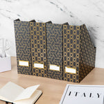 Load image into Gallery viewer, Foldable Magazine File Holder with Gold Label Holder - Set of 4 - Dark Grey and Gold
