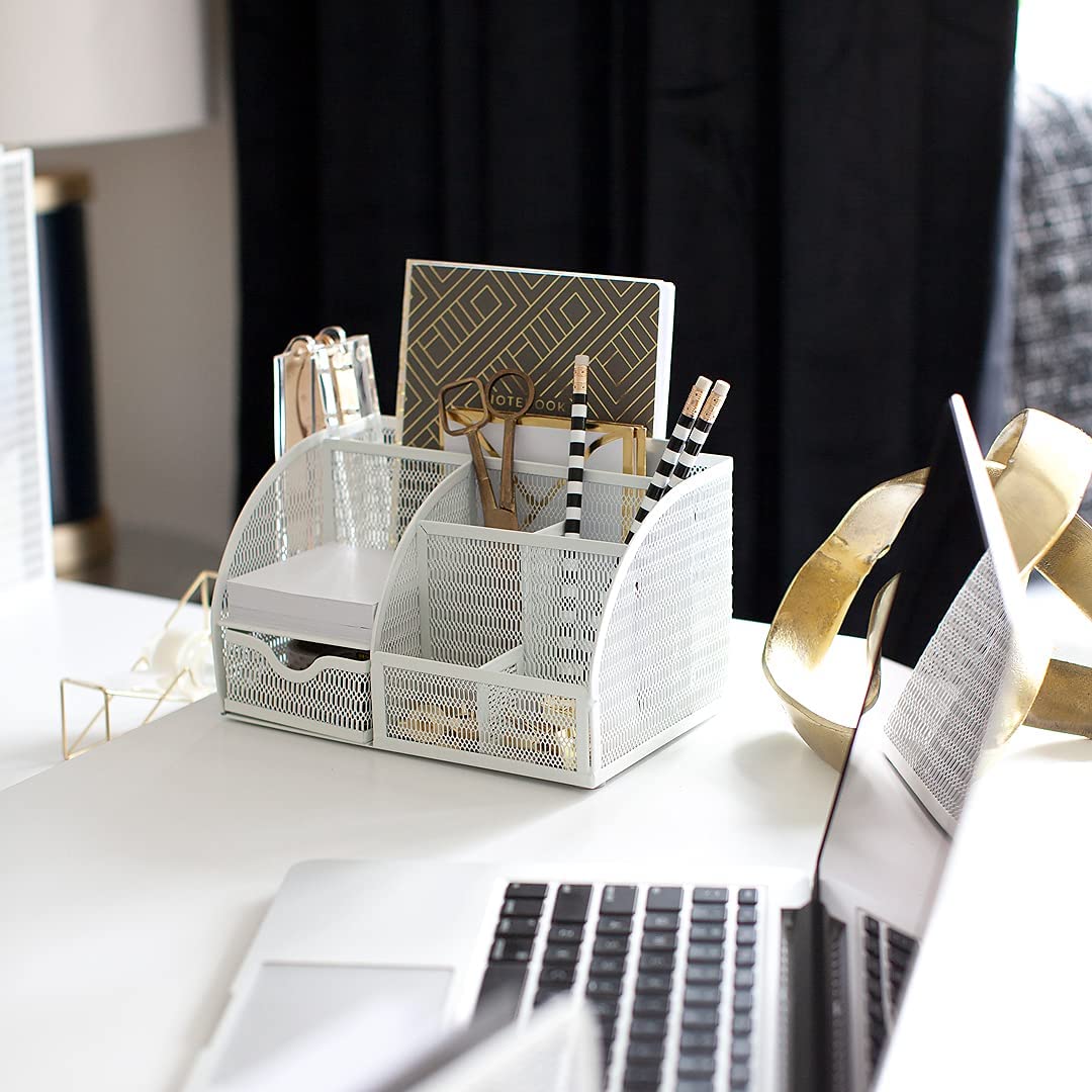 White Wooden Office Supplies Organizer