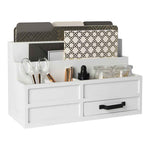 Load image into Gallery viewer, White Wooden Mail Organizer with Pen Holder and Drawer
