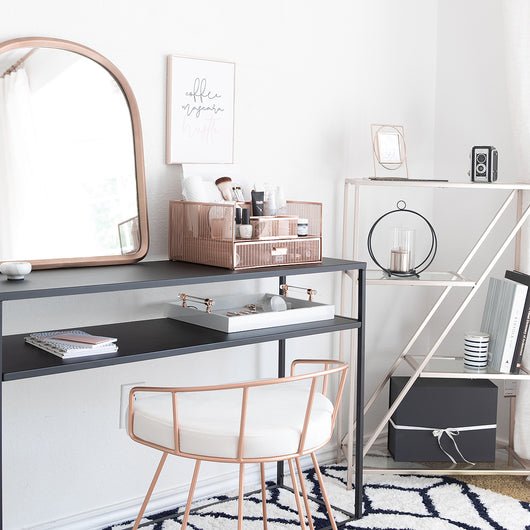 Rose Gold Desk Organizer with Drawer