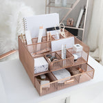 Load image into Gallery viewer, Rose Gold Desk Organizer with Drawer
