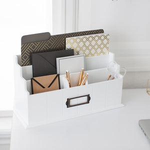 White Wooden Mail Organizer - 3 Tier with Label Holder