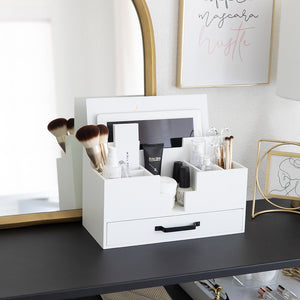 Load image into Gallery viewer, White Wooden Office Supplies Organizer
