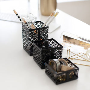 Riviera 6 Piece Black Interlocking Desk Organizer Set