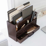 Load image into Gallery viewer, Brown Wooden Mail Organizer with Drawer
