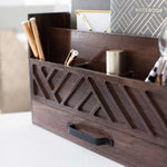 Load image into Gallery viewer, Brown Wooden Mail Organizer with Drawer
