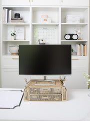 Load image into Gallery viewer, Gold Monitor Stand with Drawers
