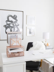 Load image into Gallery viewer, Rose Gold Desk Organizer with File sorters and Drawer
