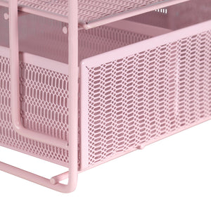 Fontvieille Desk Organizer with File Sorters and Drawer - Pink