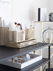 Load image into Gallery viewer, Gold Desk Organizer with Drawer
