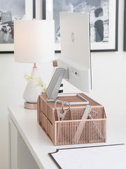 Load image into Gallery viewer, Rose Gold Monitor Stand with Drawers
