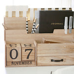 Load image into Gallery viewer, Wooden Mail Organizer Desktop with Block Calendar – Mail Sorter Countertop Organizer – Desk Decorations for Women Office - Blu Monaco
