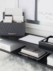 Load image into Gallery viewer, Grey Mail Organizer - Desktop Mail Holder with Drawer by Blu Monaco
