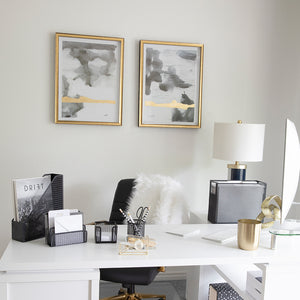 Fontvieille 5 Piece Black Desk Organizer Set With Desktop Hanging File Organizer