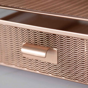 Fontvieille Desk Organizer with File Sorters and Drawer - Rose Gold