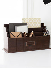 Load image into Gallery viewer, Brown Wooden Mail Organizer - 3 Tier Brown Desk Organizer
