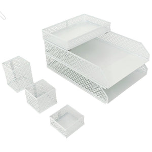Riviera 6 Piece White Interlocking Desk Organizer Set