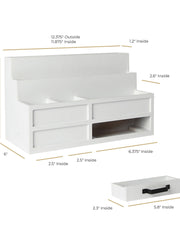 Load image into Gallery viewer, White Wooden Mail Organizer with Pen Holder and Drawer
