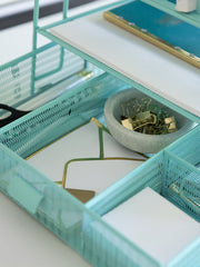 Load image into Gallery viewer, Fontvieille Desk Organizer with File Sorters and Drawer - Aqua
