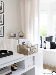 Load image into Gallery viewer, Gold Desk Organizer with Drawer
