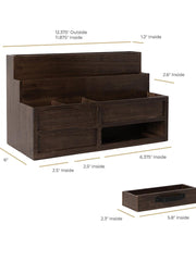 Load image into Gallery viewer, Brown Wood Mail Organizer with Pen Holder and Drawer
