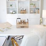 Load image into Gallery viewer, White Wooden Office Supplies Organizer with Drawer by Blu Monaco
