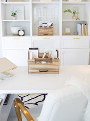 Load image into Gallery viewer, White Wooden Office Supplies Organizer with Drawer by Blu Monaco