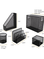 Load image into Gallery viewer, Fontvieille 5 Piece Black Desk Organizer Set With Desktop Hanging File Organizer
