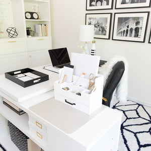 Load image into Gallery viewer, White Wooden Office Supplies Organizer
