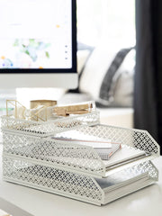 Load image into Gallery viewer, Riviera 6 Piece White Interlocking Desk Organizer Set
