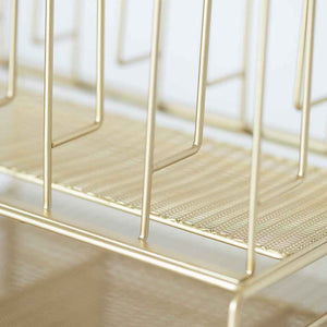 Fontvieille Desk Organizer with File Sorters and Drawer - Gold
