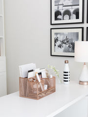 Load image into Gallery viewer, Rose Gold Desk Organizer with Drawer
