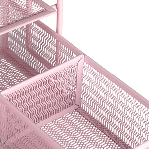 Fontvieille Desk Organizer with File Sorters and Drawer - Pink