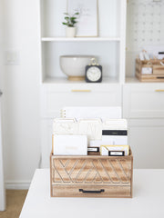 Load image into Gallery viewer, Natural Wooden Mail Organizer - Desktop File Holder -