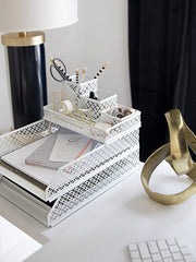 Load image into Gallery viewer, Riviera 6 Piece White Interlocking Desk Organizer Set
