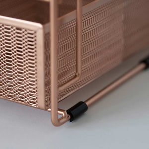 Fontvieille Desk Organizer with File Sorters and Drawer - Rose Gold