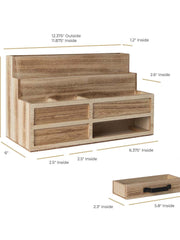 Load image into Gallery viewer, Natural Wood Mail Organizer with Pen Holder and Drawer

