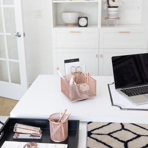 Rose Gold Rotating Pen Cup - Pencil Cup