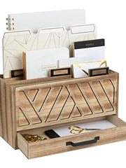 Load image into Gallery viewer, Natural Wooden Mail Organizer - Desktop File Holder -