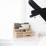 Load image into Gallery viewer, Natural Wood Mail Organizer with Pen Holder and Drawer
