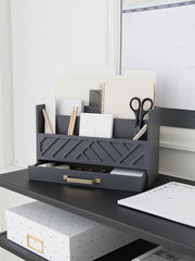 Load image into Gallery viewer, Grey Mail Organizer - Desktop Mail Holder with Drawer by Blu Monaco
