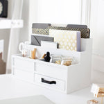 Load image into Gallery viewer, White Wooden Mail Organizer with Pen Holder and Drawer
