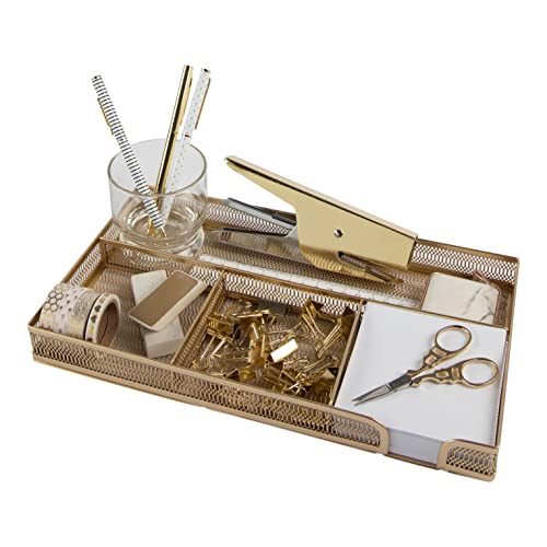 Blu Monaco Desk Drawer Organizer Tray for Office Organization - Gold M