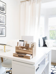 Load image into Gallery viewer, White Wooden Office Supplies Organizer with Drawer by Blu Monaco