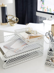 Load image into Gallery viewer, Riviera 6 Piece White Interlocking Desk Organizer Set
