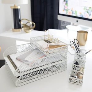 Load image into Gallery viewer, Riviera 6 Piece White Interlocking Desk Organizer Set
